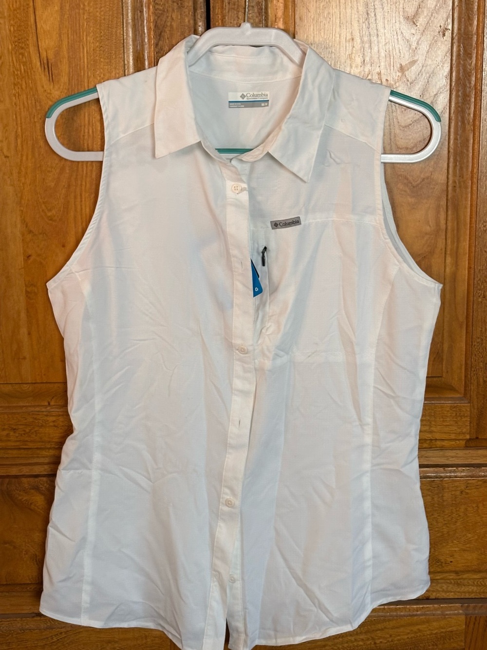 NWT Columbia OmniShade White Sleeveless Collared Button-Up Blouse Medium